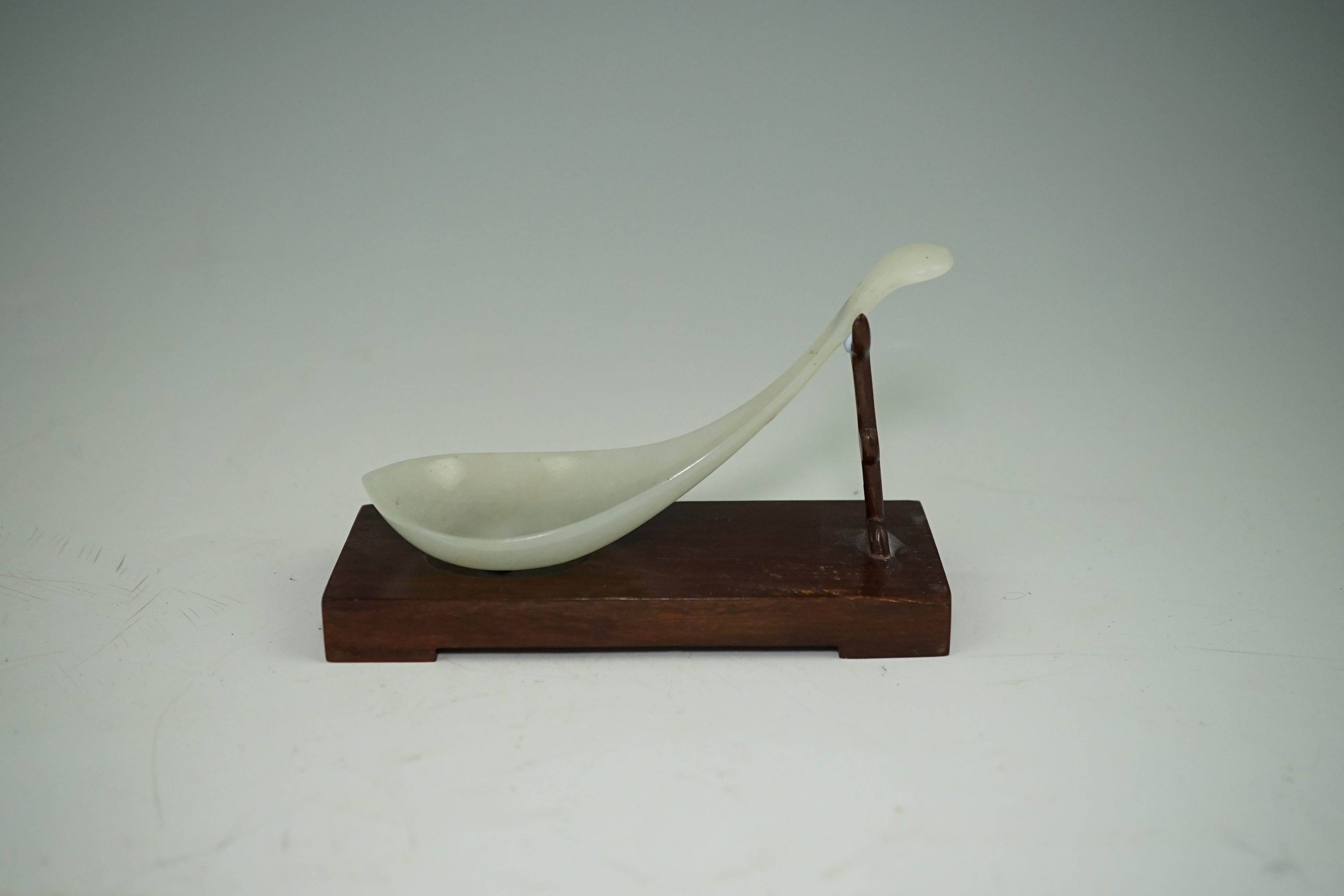 A rare Chinese white jade rice spoon, 19th century